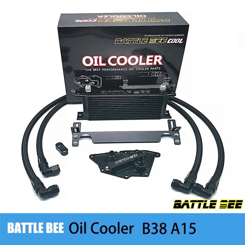 1 komplet hladnjaka za ulje za BMW B38 A15 Adapter za filter ulja Crno crijevo sa оплеткой od nehrđajućeg čelika, Crna uljni radijator
