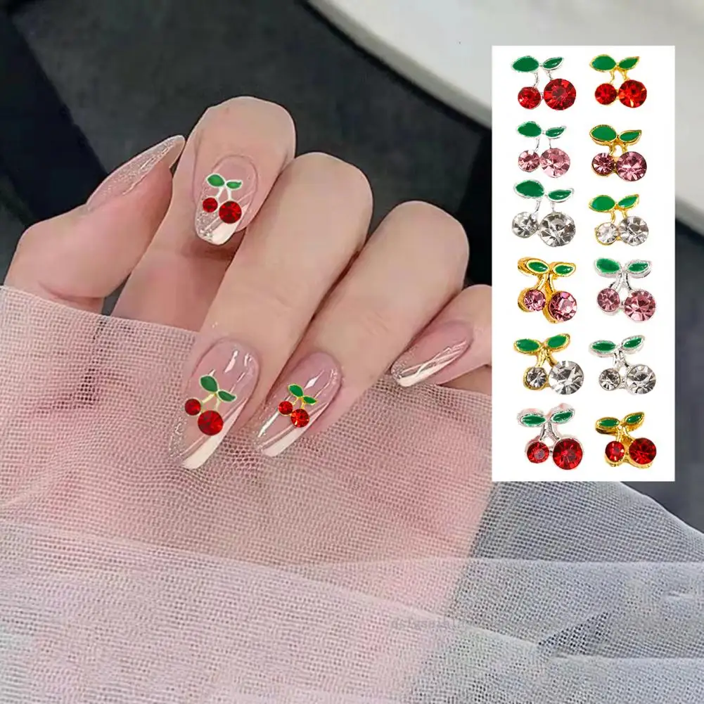 10шт Rhinestones za nail art Cherry Beauty, Svjetlucave Ukrase od trodimenzionalnog legure u stilu Ins za nokte, nakit