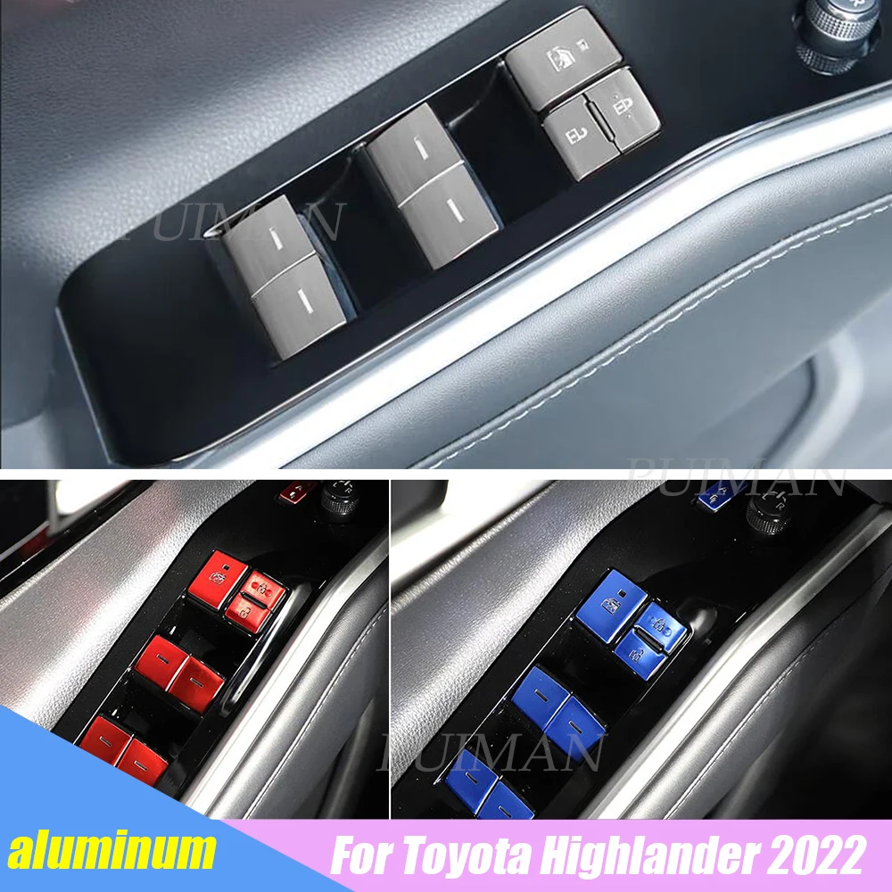 11 Kom. Auto je od aluminijske legure Gumb za uključivanje prozora Naljepnica poklopac Unutarnje uređenje za Toyota Highlander 2022 Pribor
