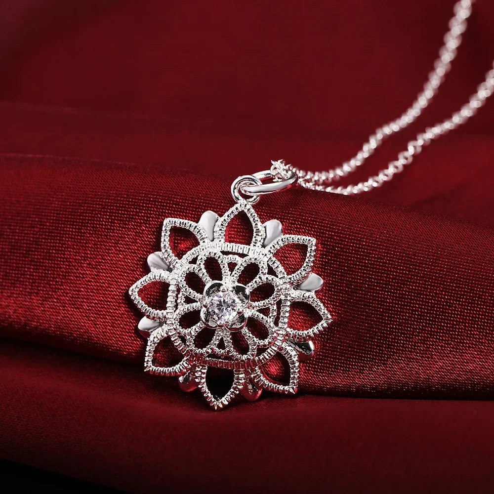 45cm Srebro 925 sterling 18 inča Cirkon Elegantna ogrlica sa cvjetnim privjeskom za žene modni večernje vjenčanje dekoracije pokloni