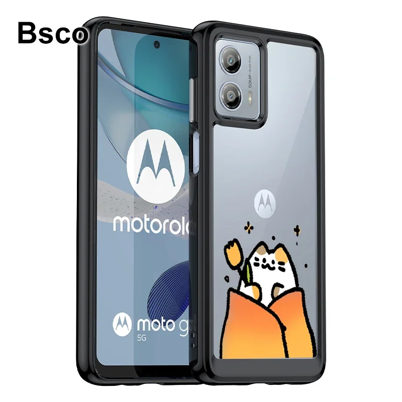 Prozirni akril zaštitna torbica u stilu mačke za Motorola Moto G53 5G s ударопрочной kruti stražnji poklopac