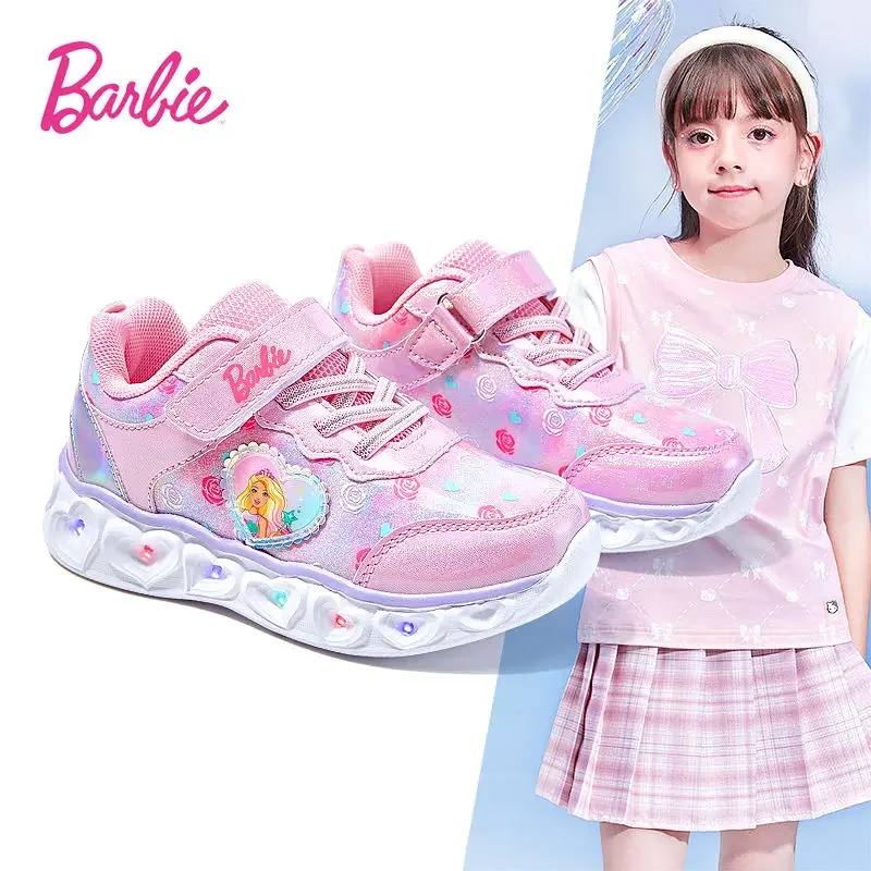 Trendi tenisice za djevojčice, Barbie, cipele s bljeskalicom, tenisice na čičak, sportsku obuću sa mekani potplat za parkour iz crtića Kawai, cipele za valjkasti skate