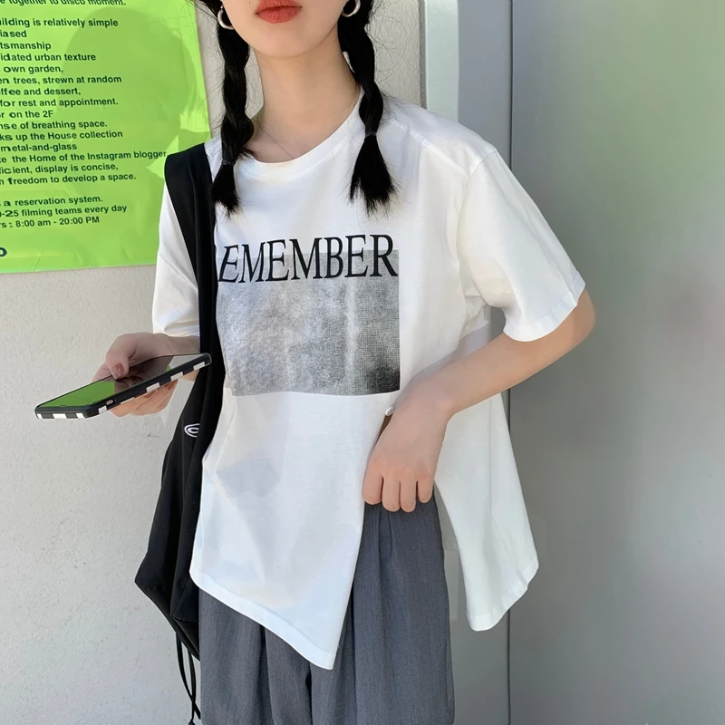 Ženska Korejski t-Shirt u stilu Харадзюку u Retro stilu S Буквенным po cijeloj površini Ins, Ženske Majice, Majice, Japanski Odjeća Kawaii Ulzzang Za Žene